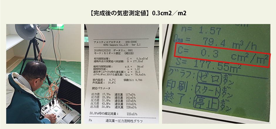 気密測定の様子